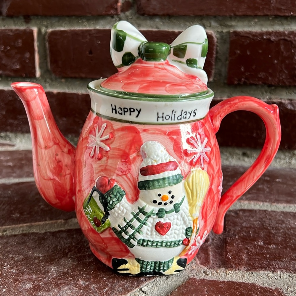 Panware Happy Holidays Snowman Decorative Home Essentials Teapot